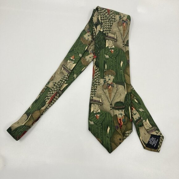 Boss by Hugo Boss Silk Neck Tie Mens Green Made in Italy - Picture 4 of 7